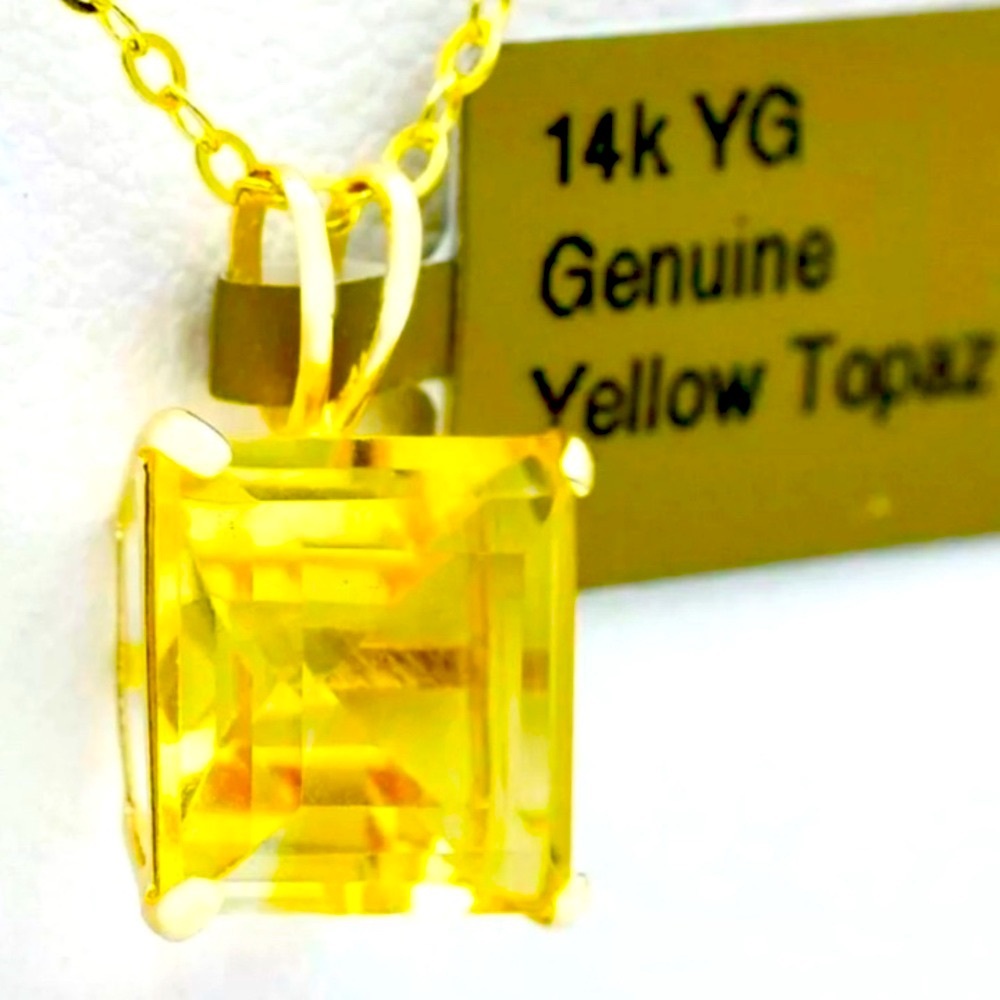 14K ❤️❤️ YELLOW TOPAZ ❤️PRINCESS PENDANT ❤️ ❤️❤️❤️